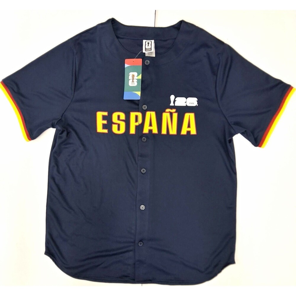 Outerstuff x FIFA World Cup Spain Soccer Button Up Jersey Shirt Navy Blue Men XL